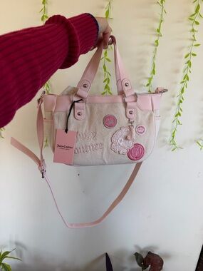 Juicy Couture Light Pink Embroidered Patch Shoulder Bag